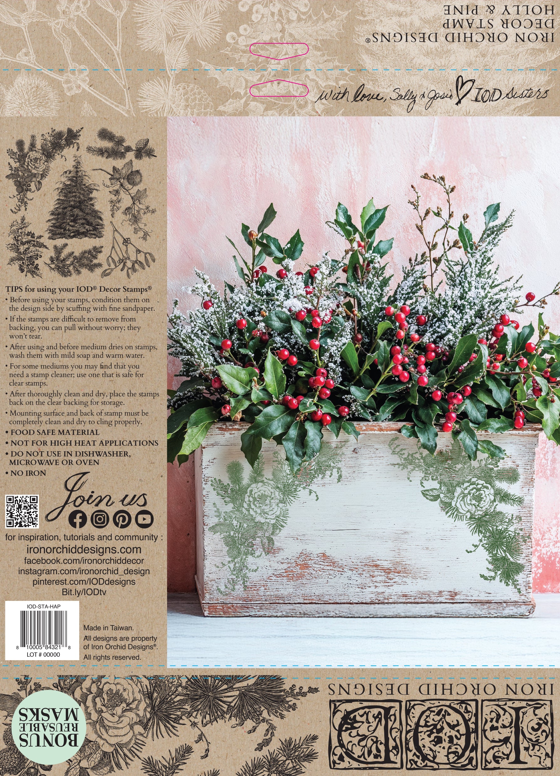 Holly & Pine Stamp by Iron Orchid Designs IOD Christmas 2025 LIMITED EDITION