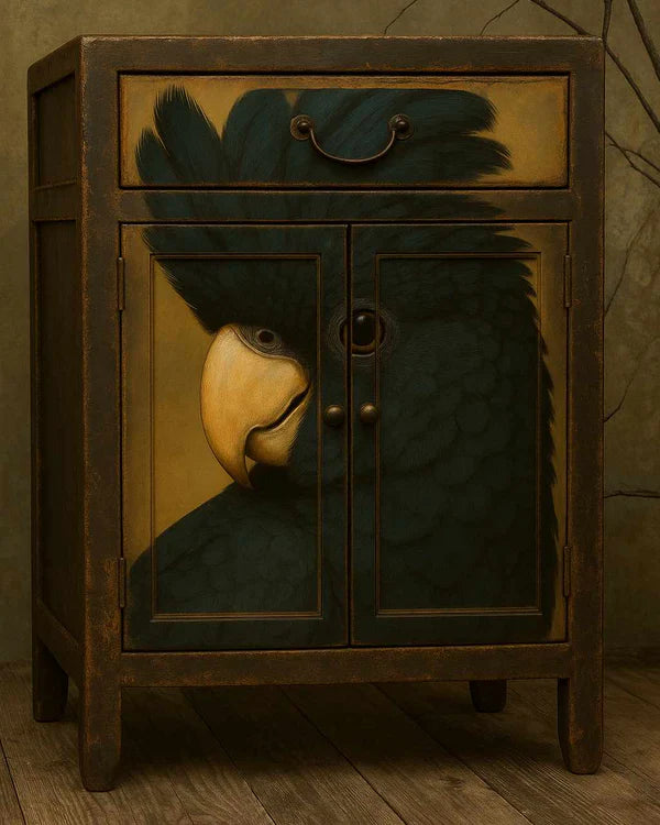 Cockatoo negro - papel decoupage de menta