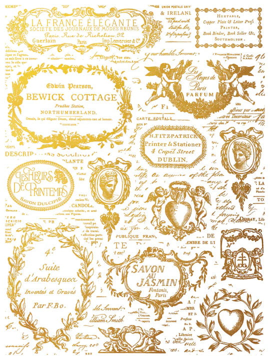 Etiquette Gilded IOD Decor Transfer