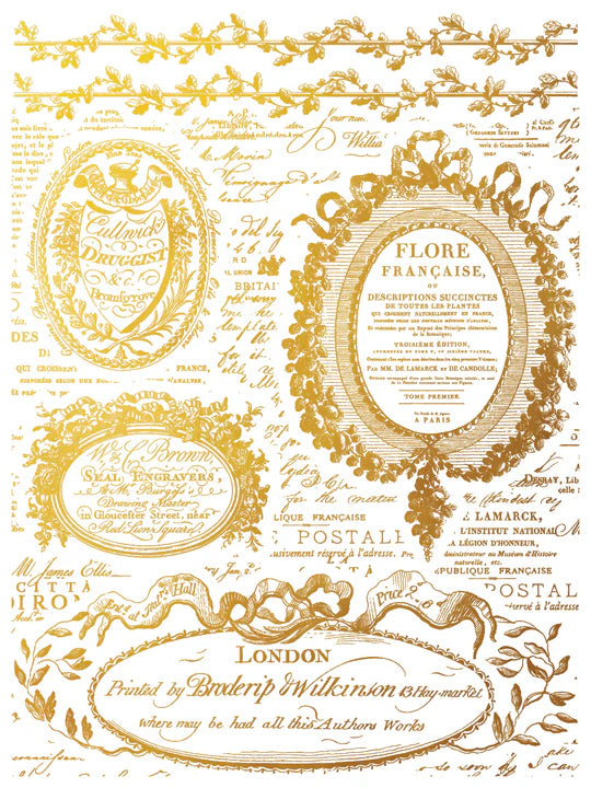 Etiquette Gilded IOD Decor Transfer