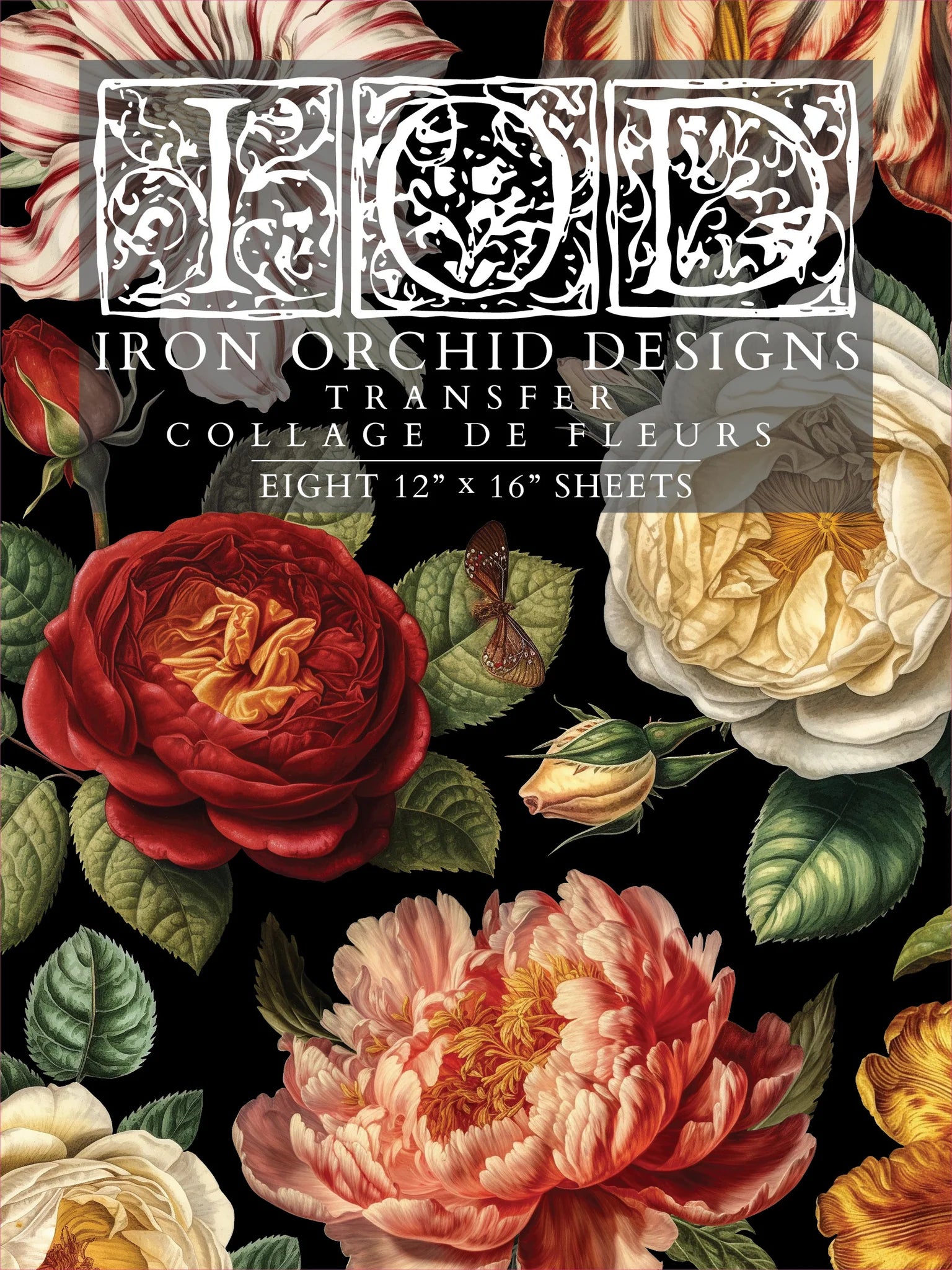 Collage De Fleurs Transfer by Iron Orchid Designs IOD PRE-ORDER