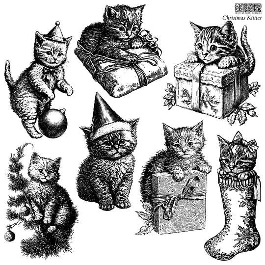 Christmas Kitties Decor Stamp by Iron Orchid Designs IOD Limited Edition