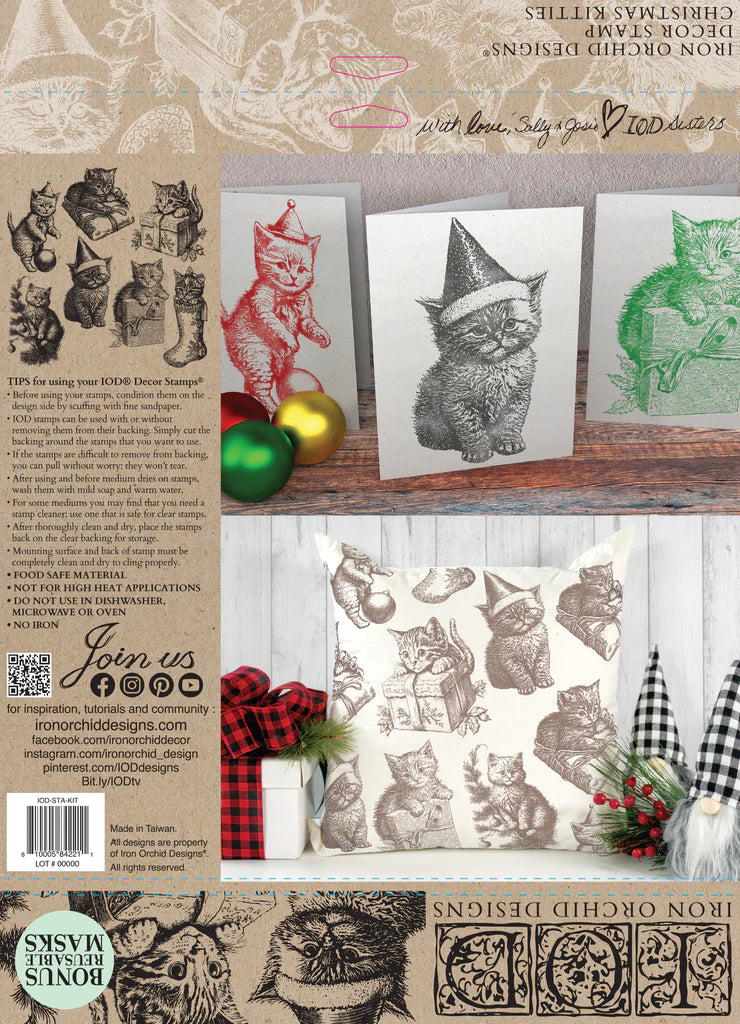 Christmas Kitties Decor Stamp by Iron Orchid Designs IOD Limited Edition