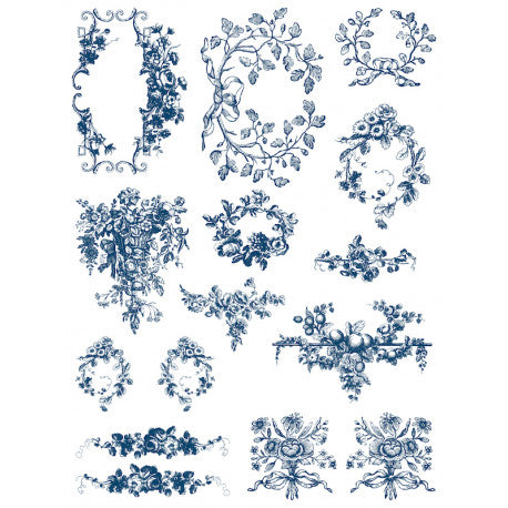 Tradizioni delft intarsio azurenpaint da disegni di orchide