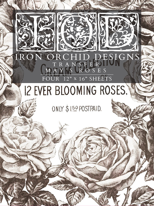 May's Roses Transfer by Iron Orchid Designs IOD