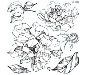 Peonies Double Stamp por Iron Orchid Designs IOD