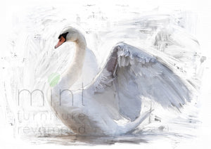 Mint Decoupage Paper White Swan